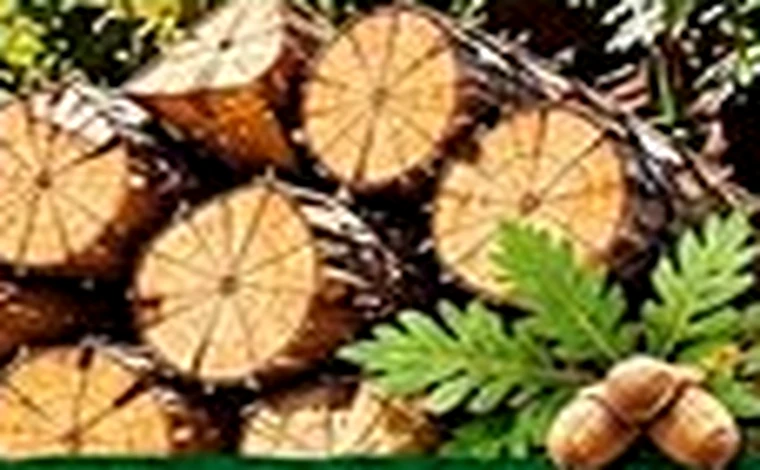 Bûches de chêne présentées sur l'affiche Les Plantes de Lulu